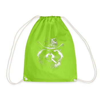 Cowboy raton laveur avec un cigare - Sac de sport léger - vert néon - Devant