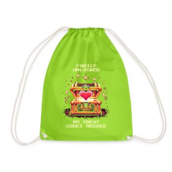 Family Unlocked Without Cheats | Patchwork - Drawstring Bag - neon green - Front