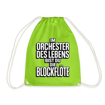 Conception de flûtes à bec de l’Orchestre de la Vie - Sac de sport léger - vert néon - Devant