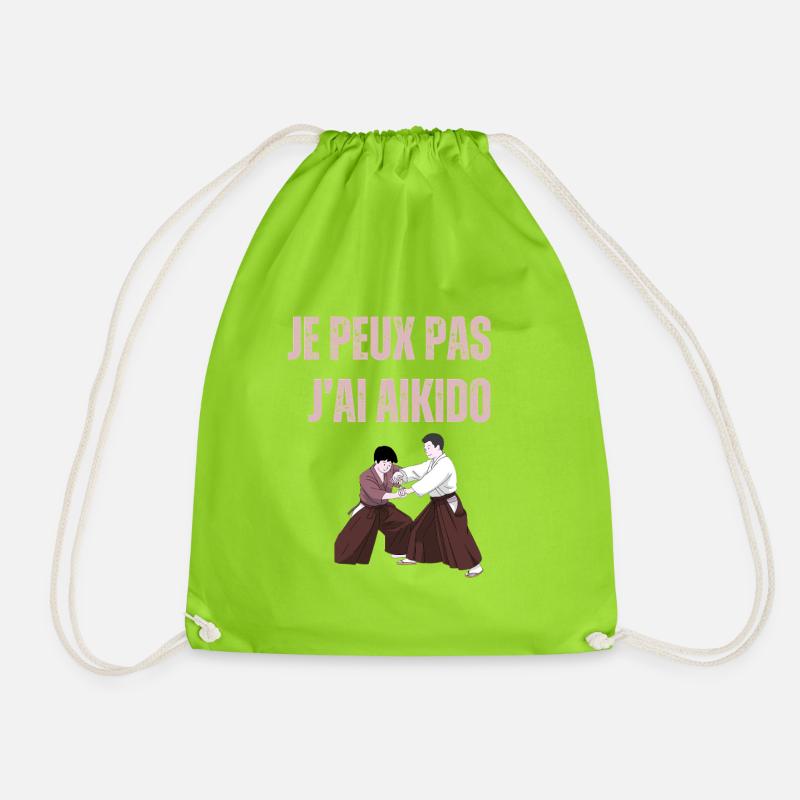 I can't I have aikido - Drawstring Bag - neon green