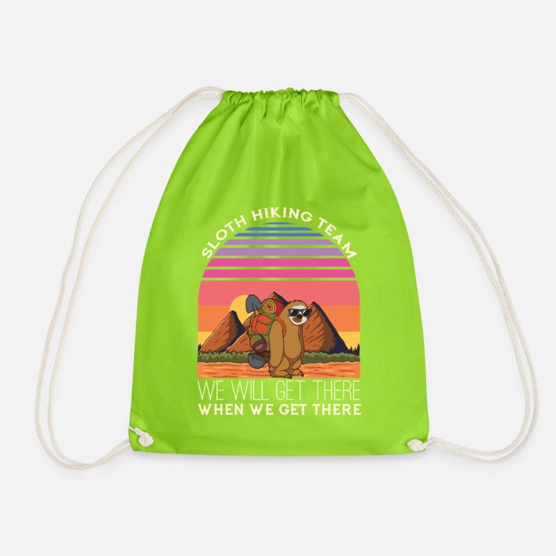 Sloth Hiking Team We Will Get There - Drawstring Bag - neon green