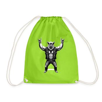Rocker Wild Boar Metal Heavy Metal Hard Rock - Drawstring Bag - neon green - Front