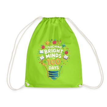 Learning light 100 days of success - Drawstring Bag - neon green - Front