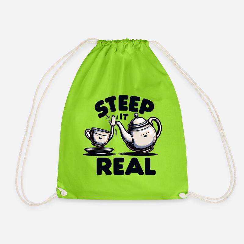 Steep It Real – Teekannen-Charme - Turnbeutel - Neongrün