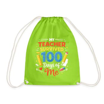 Lehrkraft Überlebt 100 Tage - Turnbeutel - Neongrün - Vorne