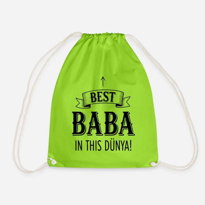 Best Baba in this Dünya - Bester Vater Geschenk - Turnbeutel - Neongrün
