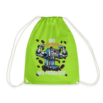 No Coffee No Workee Muscle Machine - Drawstring Bag - neon green - Front