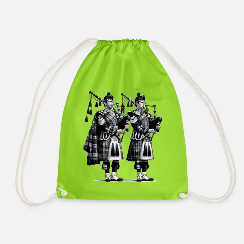 Duo de cornemuses en kilt - Sac de sport léger - vert néon