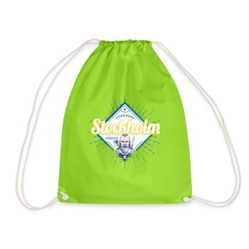 Stockholm Hauptstadt Schweden Wikinger Souvenir - Turnbeutel - Neongrün - Vorne