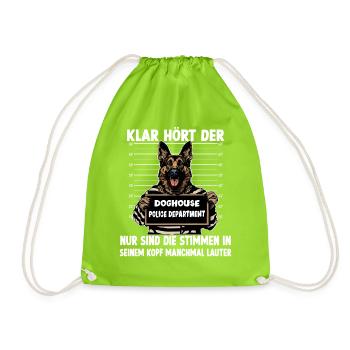 Hundehalter Geschenk Deutscher Schäferhund Gassi T - Turnbeutel - Neongrün - Vorne