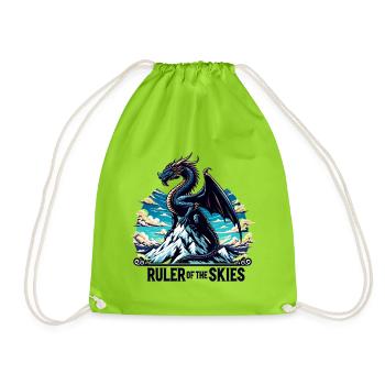 Dragon sky over mountain range - Drawstring Bag - neon green - Front