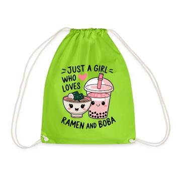 La fille adore les ramen et le boba - Sac de sport léger - vert néon - Devant