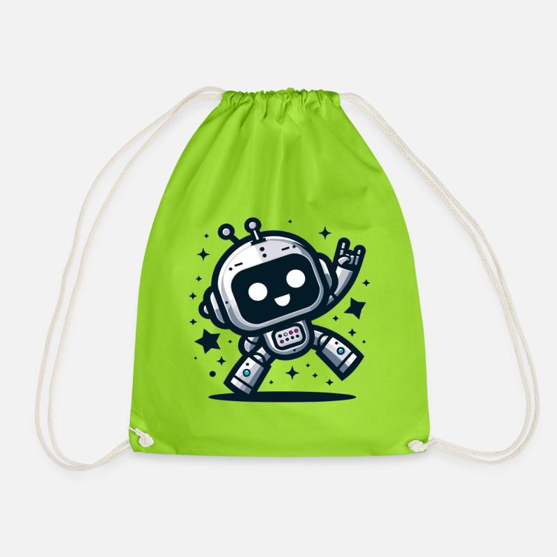 Robot dance in the stardust - Drawstring Bag - neon green