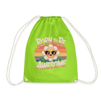 Born To Be Awesome - Flower Retro - Sac de sport léger - vert néon - Devant