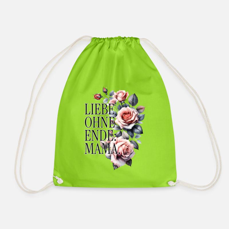 Love Without End Mom Roses Design Gift - Drawstring Bag - neon green
