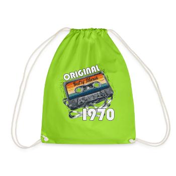 56th Birthday Gift Husband Wife March 1970 - Drawstring Bag - neon green - Front