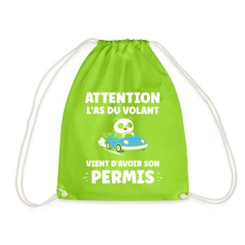 Humour permis de conduire - Sac de sport léger - vert néon - Devant