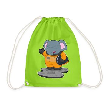 Elephant Astronaut Space - Drawstring Bag - neon green - Front