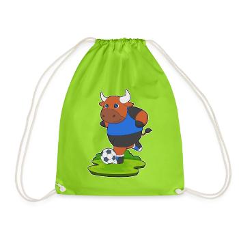 Stier Fußballspieler Fußball Sport - Turnbeutel - Neongrün - Vorne