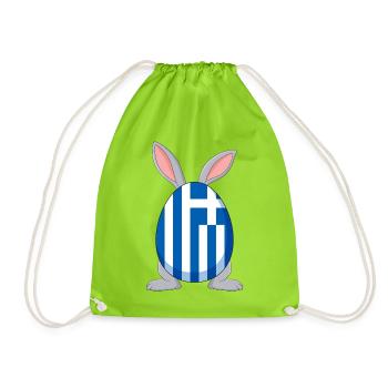 Kleiner Tsourekaki-griechischer Oster-Pascha-Hase - Turnbeutel - Neongrün - Vorne