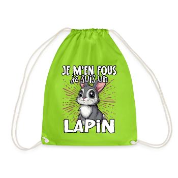Je m'en fous je suis un lapin - süßer Hase - Turnbeutel - Neongrün - Vorne