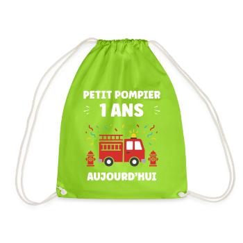 1er Anniversaire Petit Pompier - Sac de sport léger - vert néon - Devant