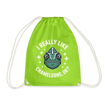Chameleon Sayings Funny Chameleons Gift - Drawstring Bag - neon green - Front