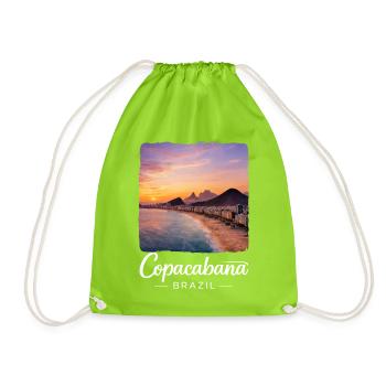 Copacabana Brésil Magie de la plage du coucher du soleil - Sac de sport léger - vert néon - Devant