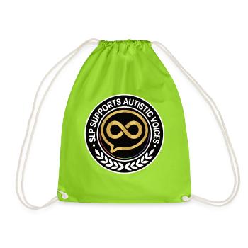 SLP Supports Autistic Voices Motif - Drawstring Bag - neon green - Front