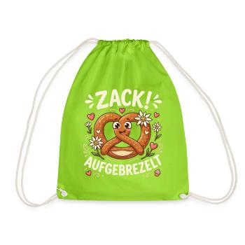 Mädchen Trachtenshirt Damen Trachten Tshirt Dirndl - Turnbeutel - Neongrün - Vorne