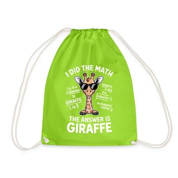 Mathe Sprüche Giraffe Lustiges Mathe Geschenk - Turnbeutel - Neongrün - Vorne