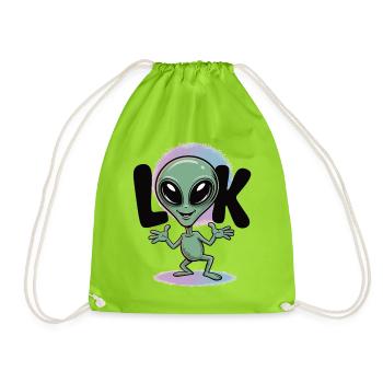 Alien T-Shirt Comic Space Look - Drawstring Bag - neon green - Front