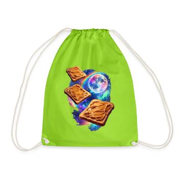 Space Peanut Butter Toasts - Drawstring Bag - neon green - Front