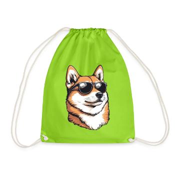 Shiba mit Sonnenbrillen-Charme - Turnbeutel - Neongrün - Vorne