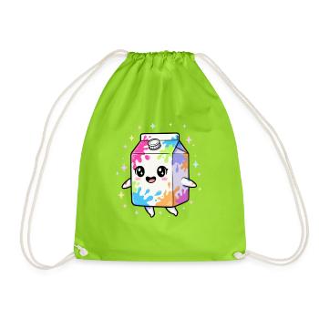Colorful Milk Carton Kawaii - Drawstring Bag - neon green - Front