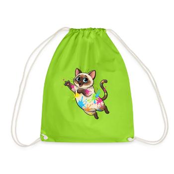 Éclaboussures colorées de Chat - Sac de sport léger - vert néon - Devant