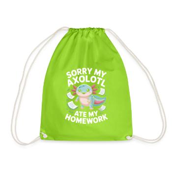 Conception d’excuses de devoirs pour l’axolotl - Sac de sport léger - vert néon - Devant