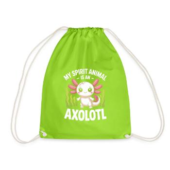 Axolotl Spirit Animal Tee - Drawstring Bag - neon green - Front