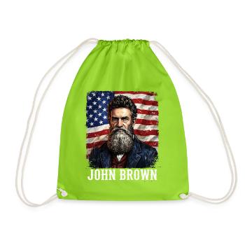 John Brown USA Flag. - Drawstring Bag - neon green - Front