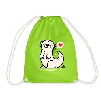 Heartlit Seal Charm - Drawstring Bag - neon green - Front