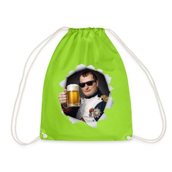 Napoleon hält ein Bier - Turnbeutel - Neongrün - Vorne