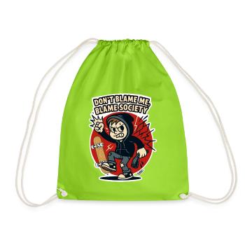 Blame Society Skater Rebel - Drawstring Bag - neon green - Front