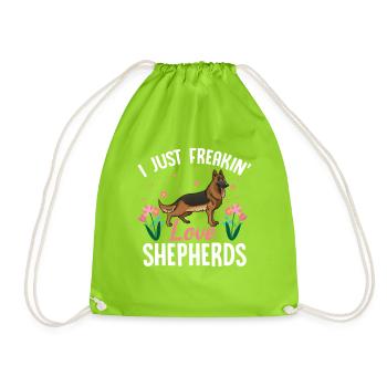 Liebe Schäferhunde mit Blumenmotiv - Drawstring Bag - neon green - Front