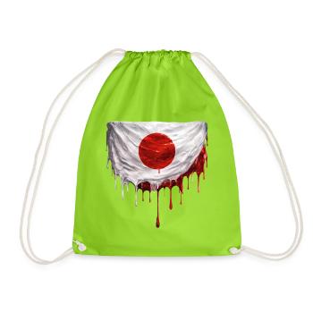 Dripping Japan Flag Art - Drawstring Bag - neon green - Front
