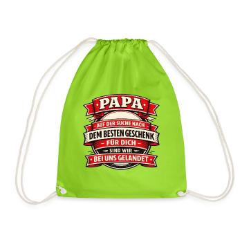 Papa auf der Suche nach dem besten Geschenk - Turnbeutel - Neongrün - Vorne