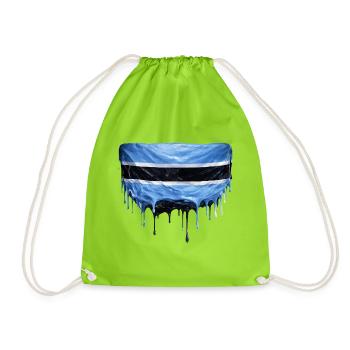 Botswana Flag Drop Art - Drawstring Bag - neon green - Front