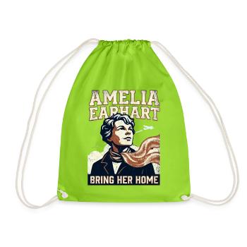 Amelia Earhart – Bring Her Home - Drawstring Bag - neon green - Front