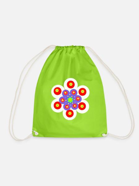 Retro Blume Blumen Vintage 60er  - Turnbeutel - Neongrün