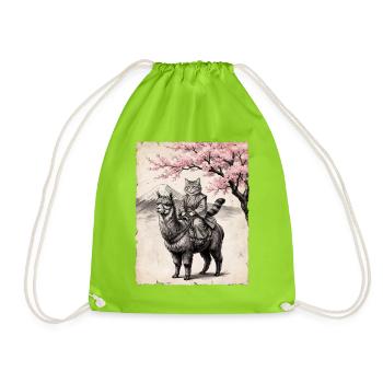 Le chat chevauche le lama - Sac de sport léger - vert néon - Devant