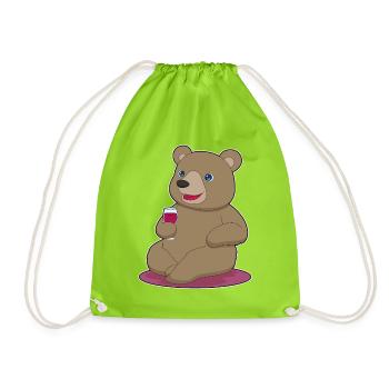 Bear Red Wine - Drawstring Bag - neon green - Front